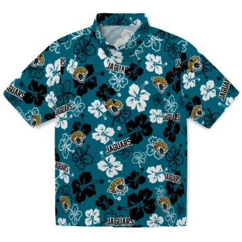 jacksonville jaguars hibiscus bloom teal hawaiian shirts best selling