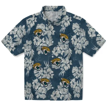 jacksonville jaguars hibiscus flowers navy blue hawaiian shirts best selling