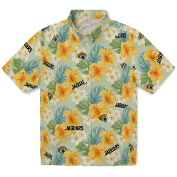 jacksonville jaguars hibiscus mood pale lime yellow hawaiian shirts best selling