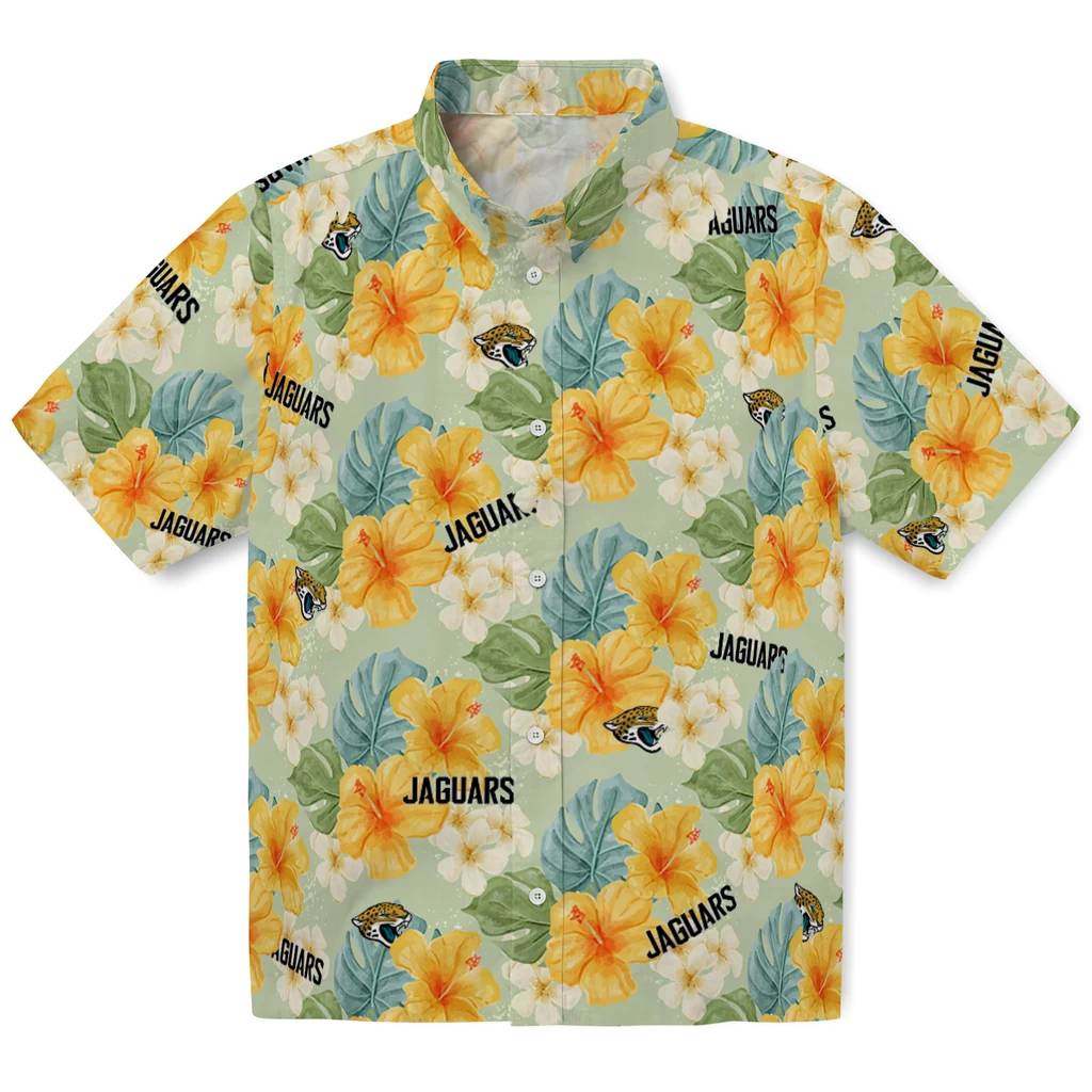 Jacksonville Jaguars Hawaiian Shirt - Hibiscus Mood jacksonville jaguars hibiscus mood pale lime yellow hawaiian shirts best selling