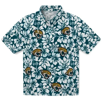 jacksonville jaguars hibiscus motif teal white hawaiian shirts best selling