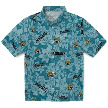 jacksonville jaguars hibiscus oasis teal hawaiian shirts best selling