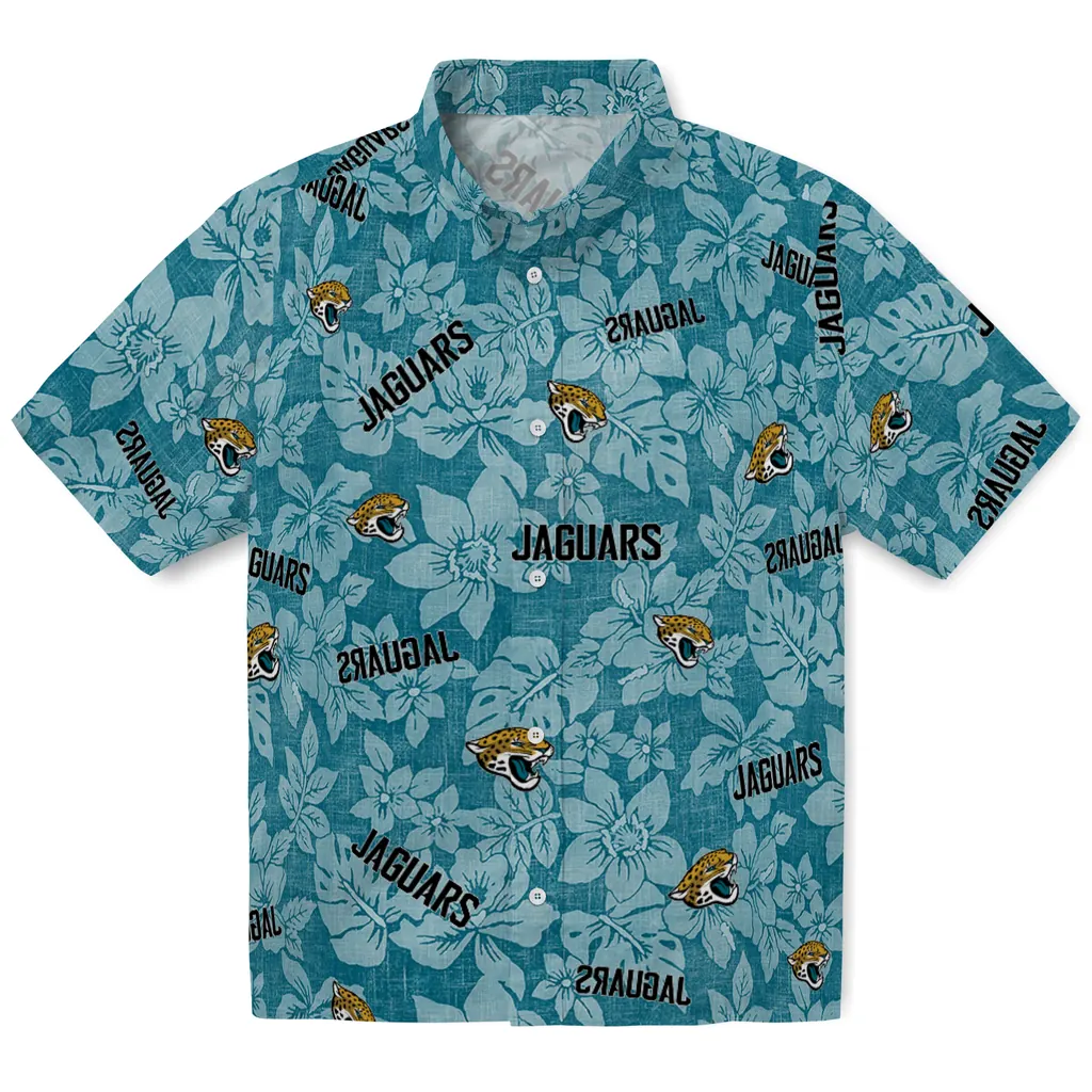 Jacksonville Jaguars Hawaiian Shirt - Hibiscus Oasis jacksonville jaguars hibiscus oasis teal hawaiian shirts best selling
