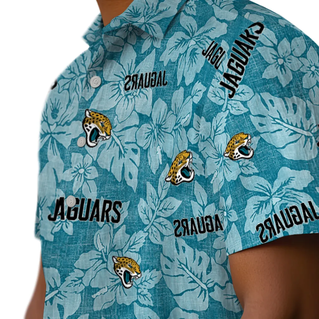 Jacksonville Jaguars Hawaiian Shirt - Hibiscus Oasis jacksonville jaguars hibiscus oasis teal hawaiian shirts trendy