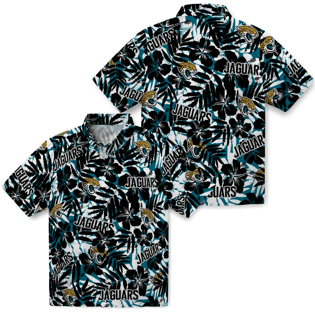 Jacksonville Jaguars Hawaiian Shirt - Hibiscus Overlay jacksonville jaguars hibiscus overlay hawaiian shirts high quality