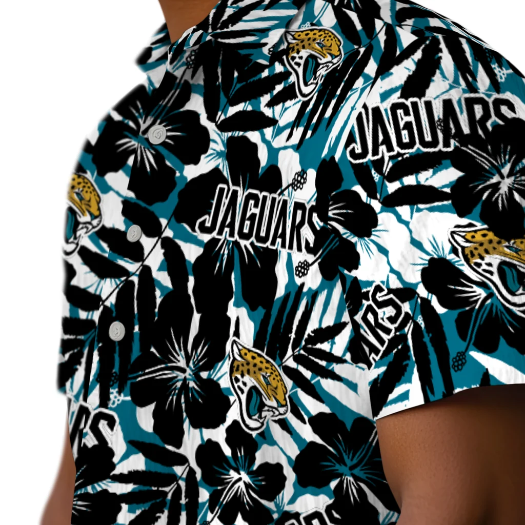 Jacksonville Jaguars Hawaiian Shirt - Hibiscus Overlay jacksonville jaguars hibiscus overlay hawaiian shirts trendy
