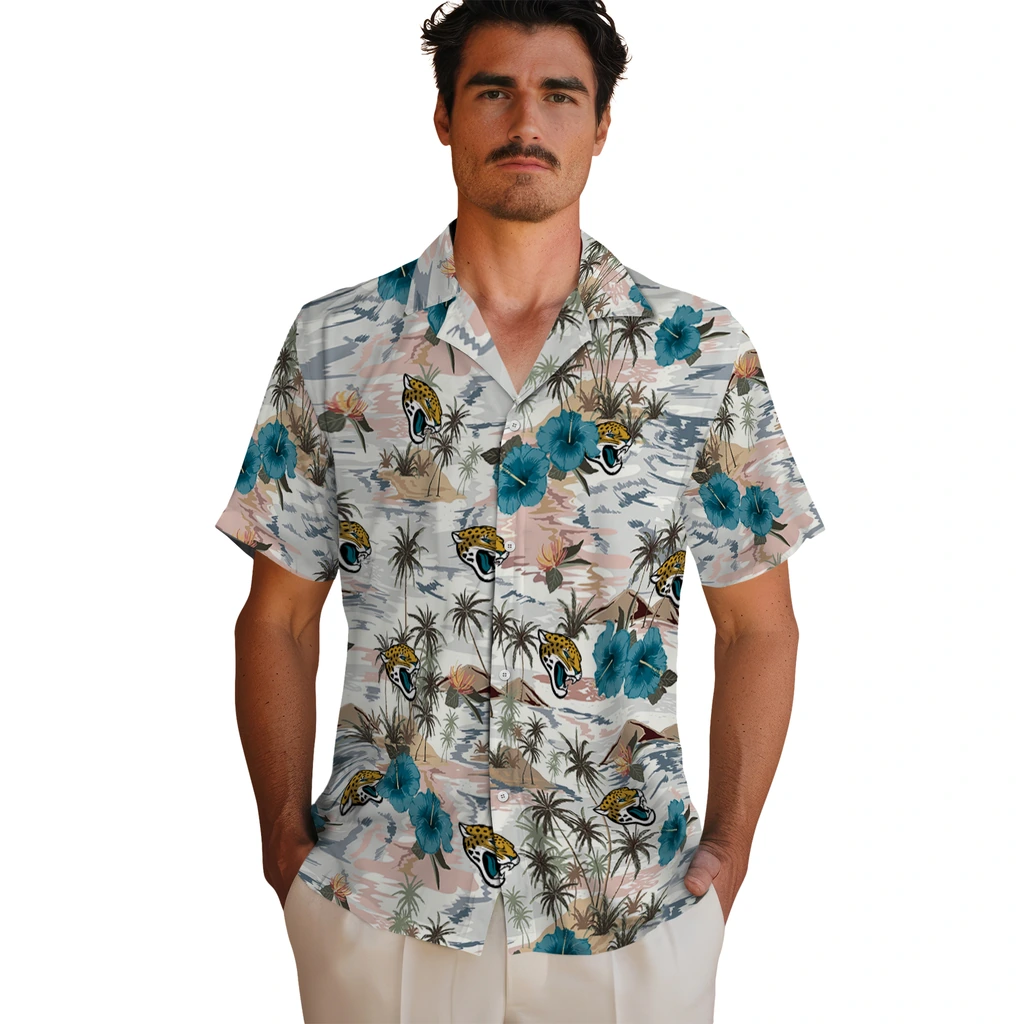 Jacksonville Jaguars Hawaiian Shirt - Hibiscus Seaside jacksonville jaguars hibiscus seaside white hawaiian shirts fashion forward