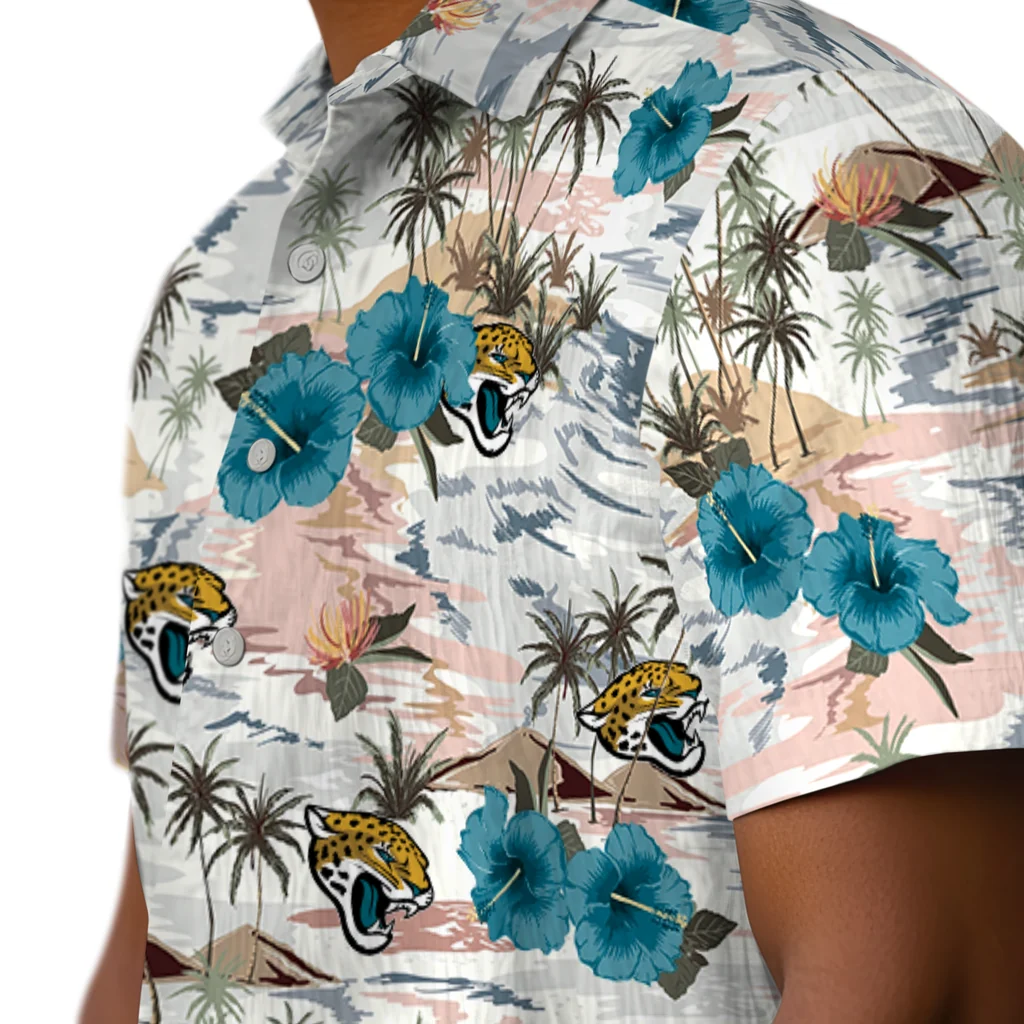 Jacksonville Jaguars Hawaiian Shirt - Hibiscus Seaside jacksonville jaguars hibiscus seaside white hawaiian shirts trendy