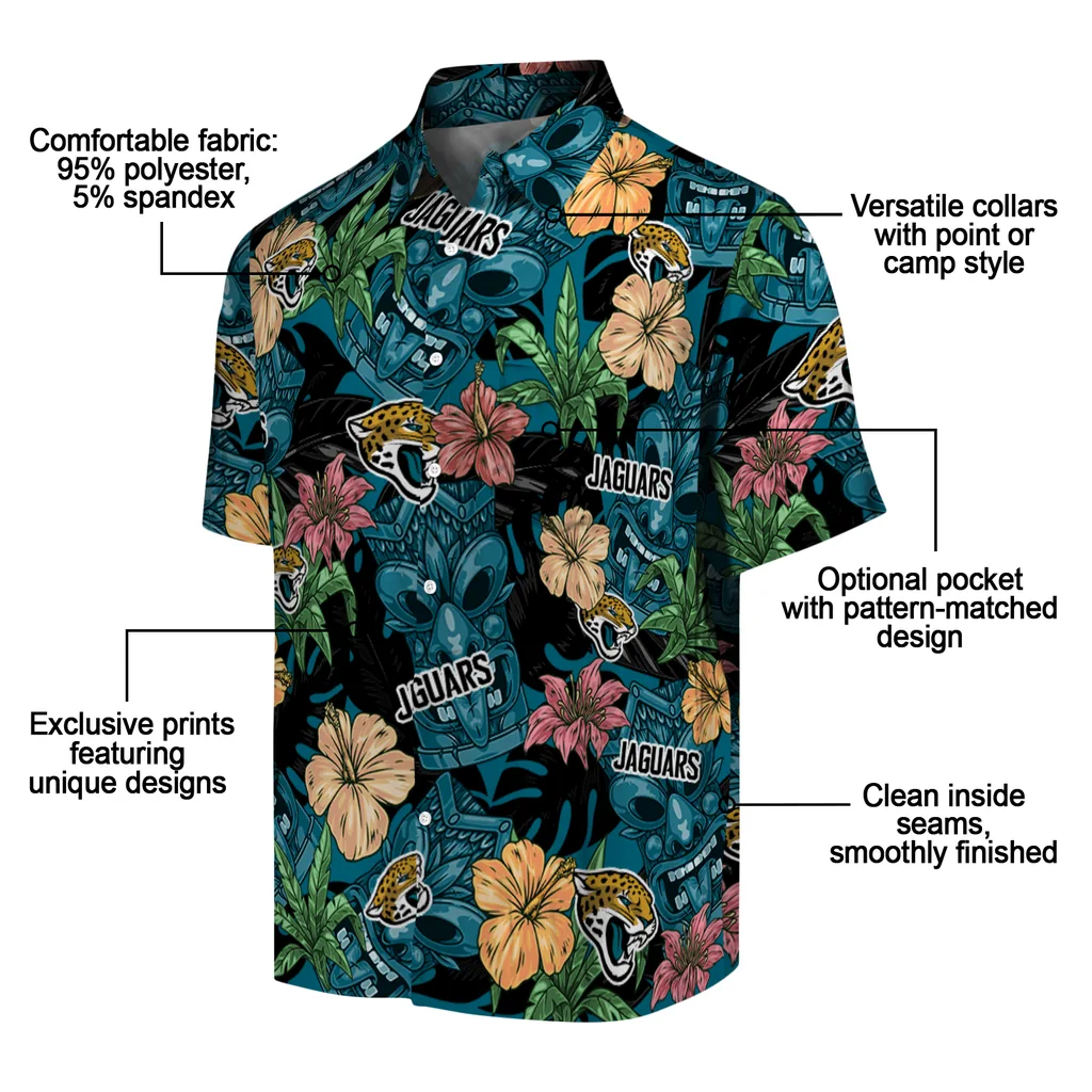 Jacksonville Jaguars Hawaiian Shirt - Hibiscus Tiki Jungle jacksonville jaguars tiki jungle teal hawaiian shirts new arrival