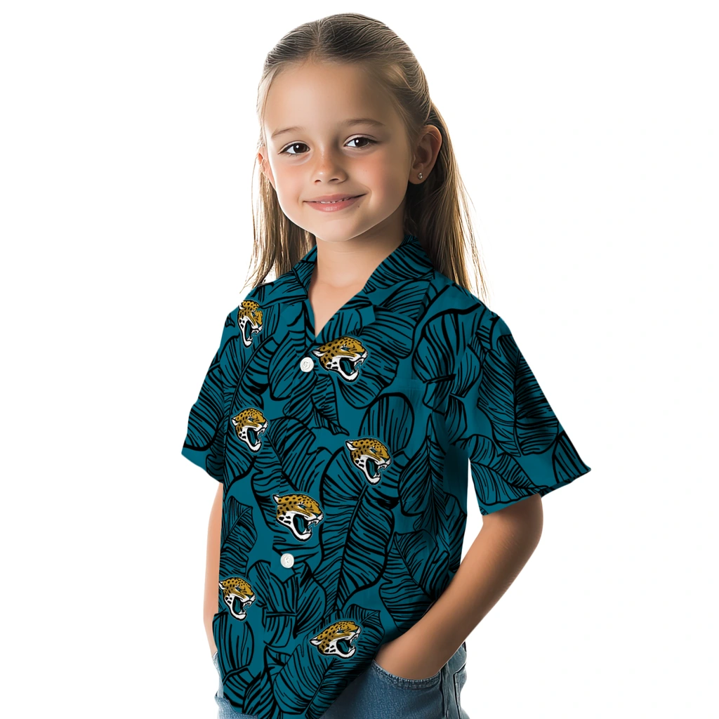 Jacksonville Jaguars Hawaiian Shirt - Leaf Outline jacksonville jaguars leaf outline teal hawaiian shirts premium grade