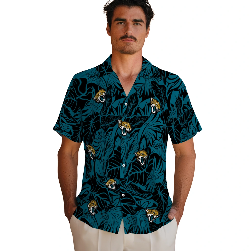 Jacksonville Jaguars Hawaiian Shirt - Monstera Layer jacksonville jaguars monstera layer teal hawaiian shirts fashion forward