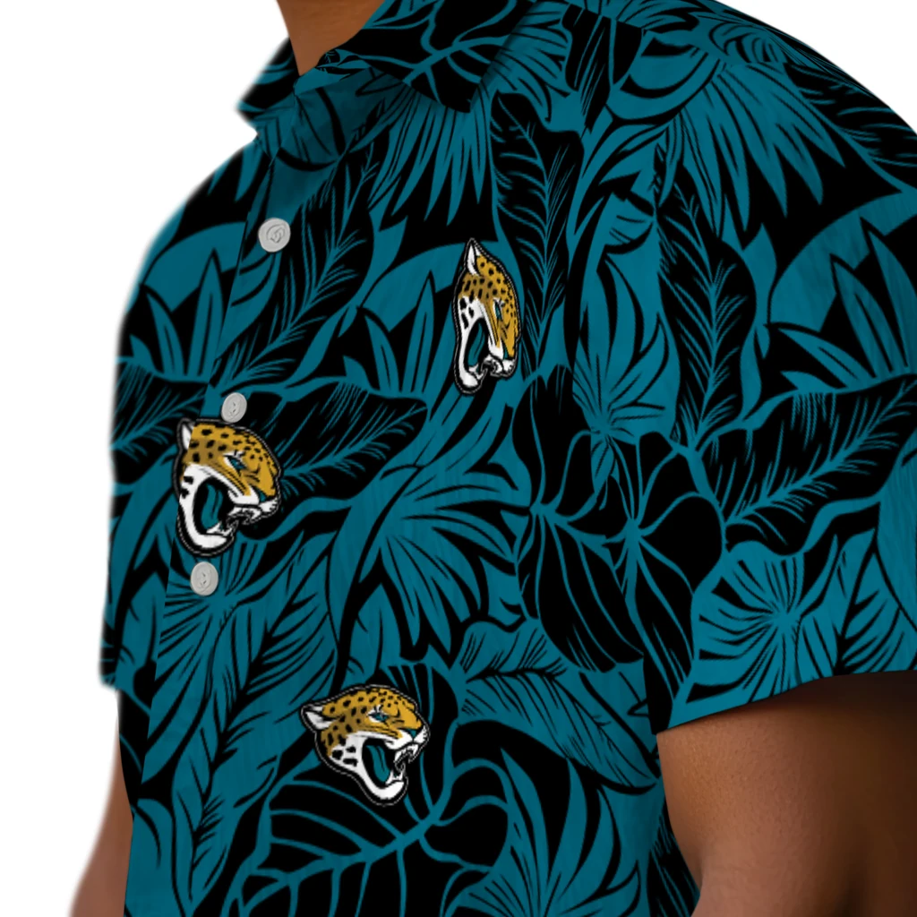 Jacksonville Jaguars Hawaiian Shirt - Monstera Layer jacksonville jaguars monstera layer teal hawaiian shirts trendy