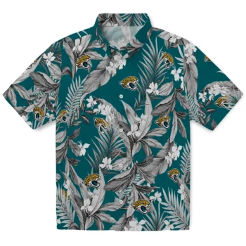 jacksonville jaguars palm leaves teal hawaiian shirts best selling