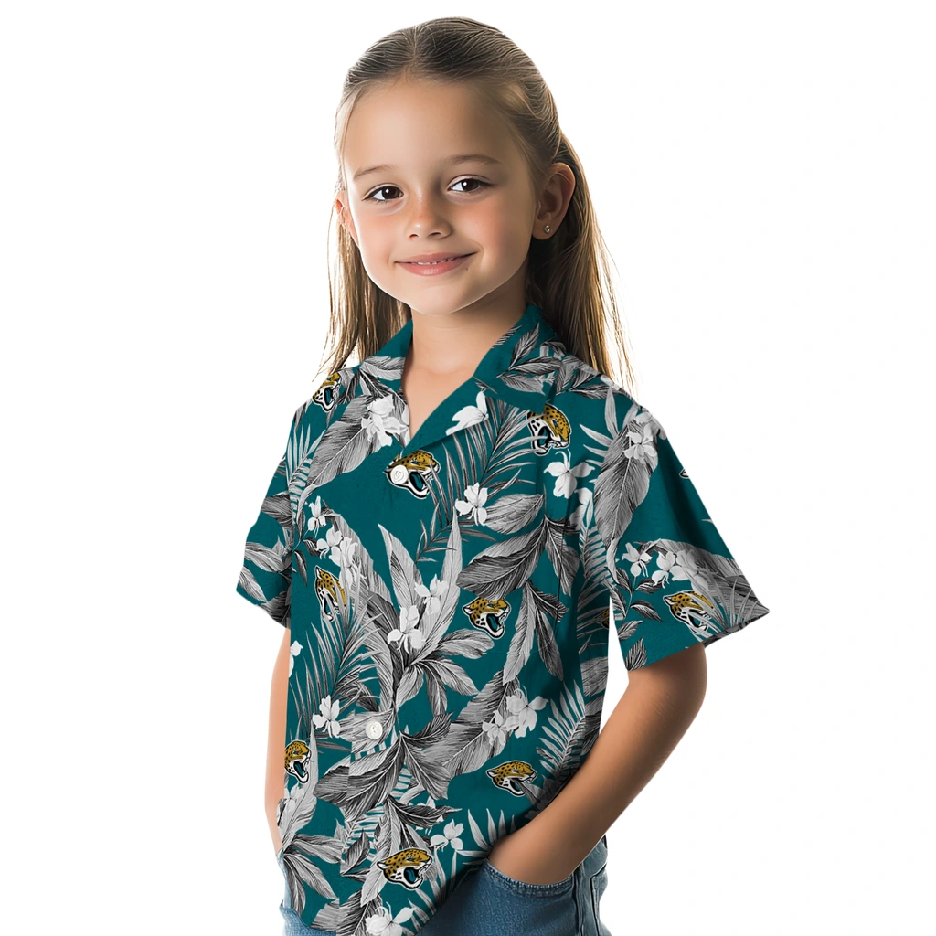 Jacksonville Jaguars Hawaiian Shirt - Palm Leaves jacksonville jaguars palm leaves teal hawaiian shirts premium grade