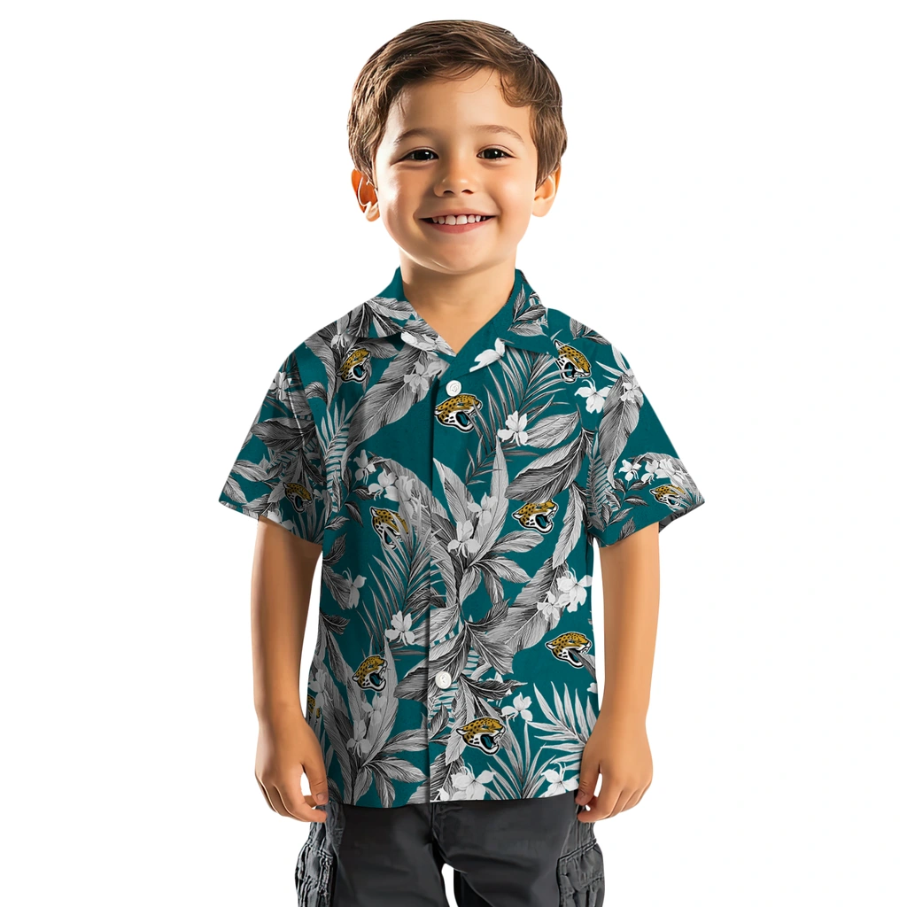 Jacksonville Jaguars Hawaiian Shirt - Palm Leaves jacksonville jaguars palm leaves teal hawaiian shirts top rated
