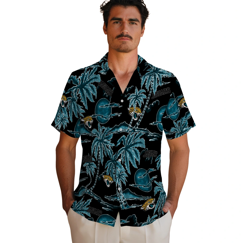 Jacksonville Jaguars Hawaiian Shirt - Palm Sunset jacksonville jaguars palm sunset hawaiian shirts fashion forward