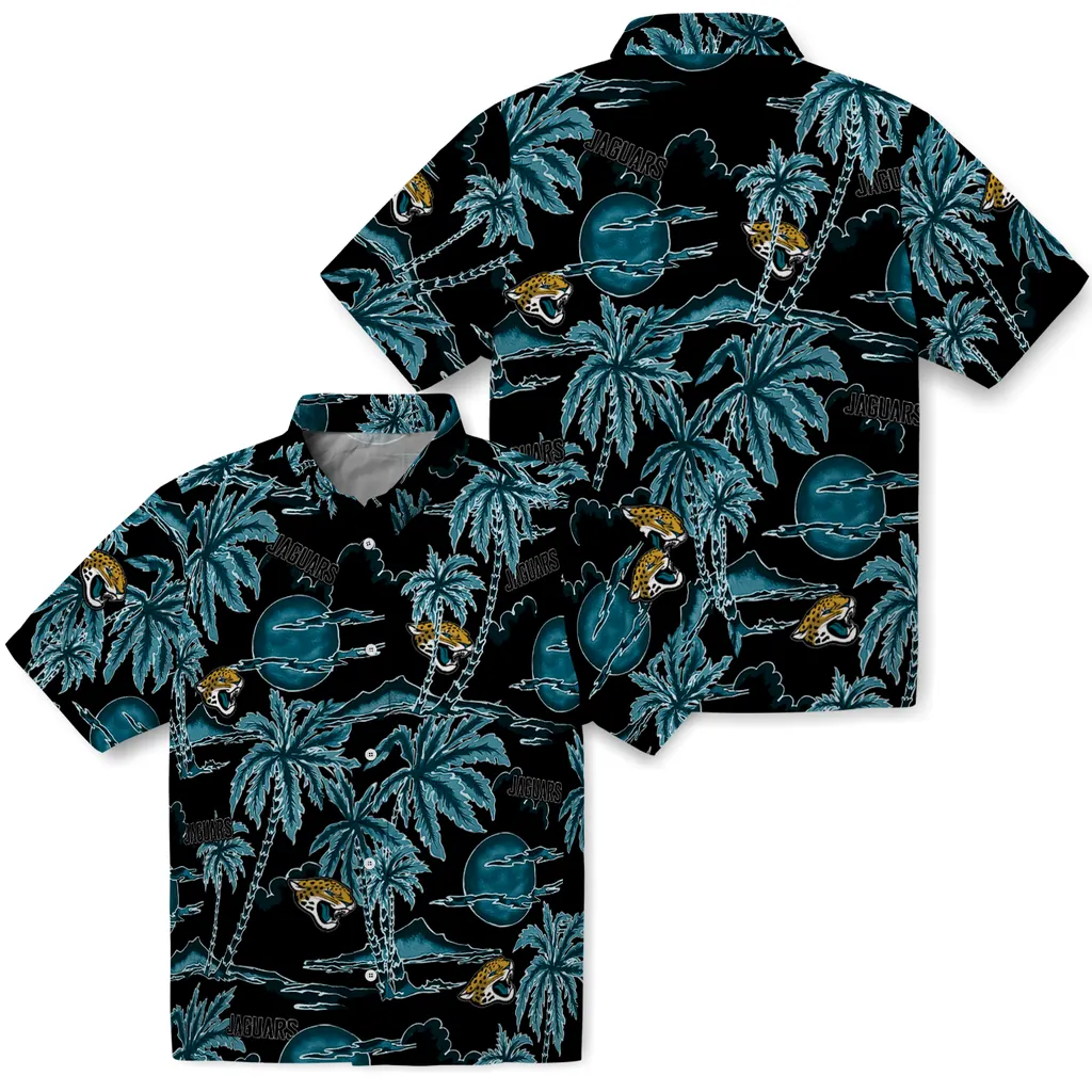 Jacksonville Jaguars Hawaiian Shirt - Palm Sunset jacksonville jaguars palm sunset hawaiian shirts high quality