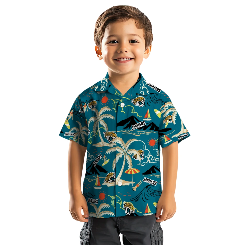 Jacksonville Jaguars Hawaiian Shirt - Palm Tree Island jacksonville jaguars palm tree island teal hawaiian shirts top rated