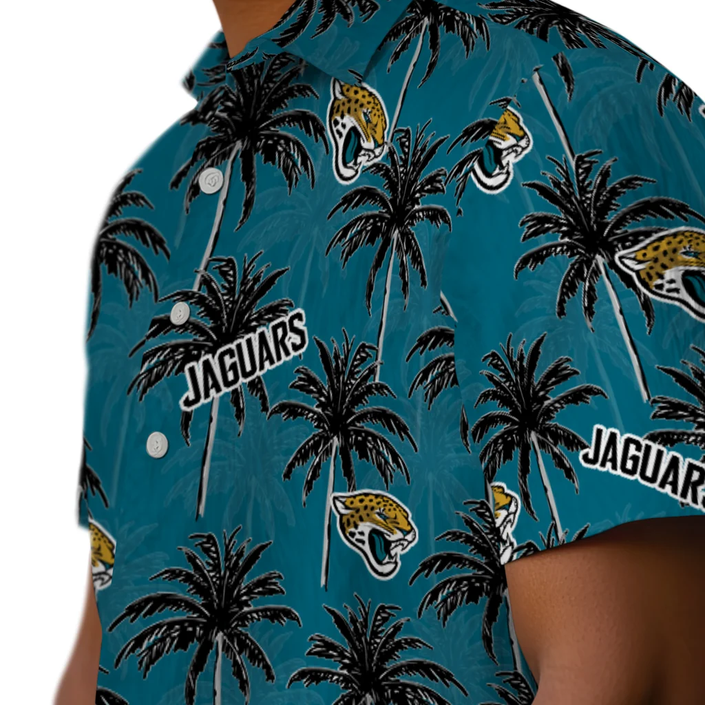 Jacksonville Jaguars Hawaiian Shirt - Palm Tree Motif jacksonville jaguars palm grove teal hawaiian shirts trendy