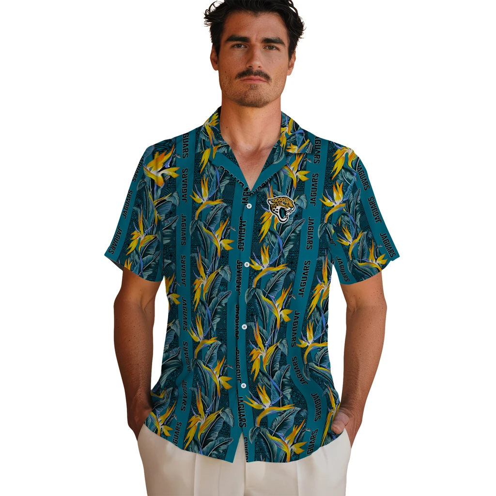Jacksonville Jaguars Hawaiian Shirt - Paradise Vines jacksonville jaguars paradise vines teal hawaiian shirts fashion forward