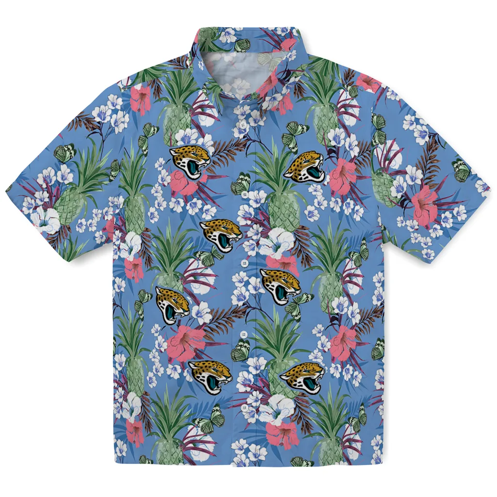 Jacksonville Jaguars Hawaiian Shirt - Pineapple Bouquet jacksonville jaguars pineapple bouquet best sky blue hawaiian shirts best selling