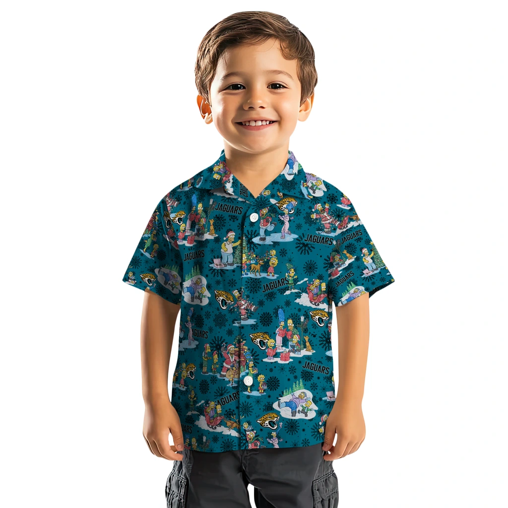 Jacksonville Jaguars Hawaiian Shirt - Simpsons Christmas jacksonville jaguars simpsons christmas teal hawaiian shirts top rated