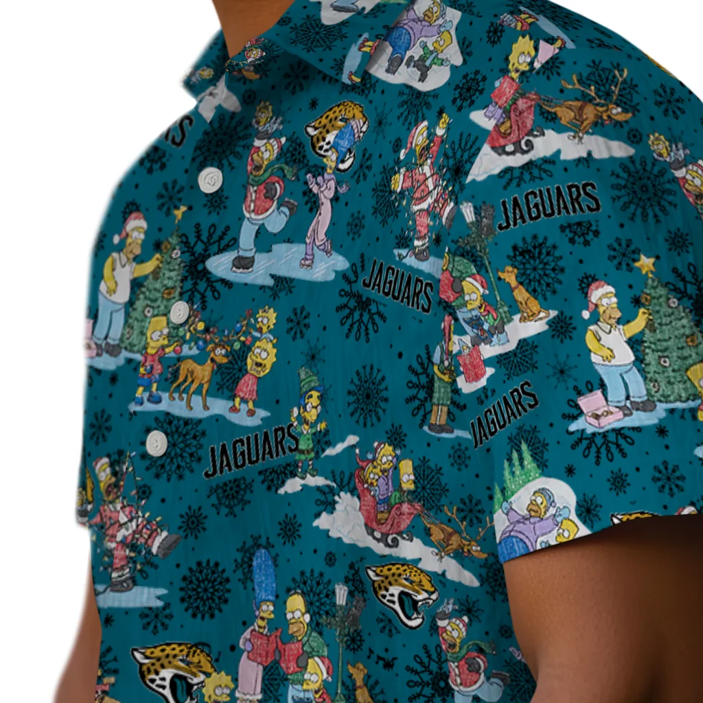Jacksonville Jaguars Hawaiian Shirt - Simpsons Christmas jacksonville jaguars simpsons christmas teal hawaiian shirts trendy