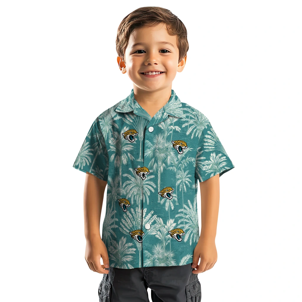Jacksonville Jaguars Hawaiian Shirt - Vintage Palm Tree jacksonville jaguars palm shadows teal hawaiian shirts top rated