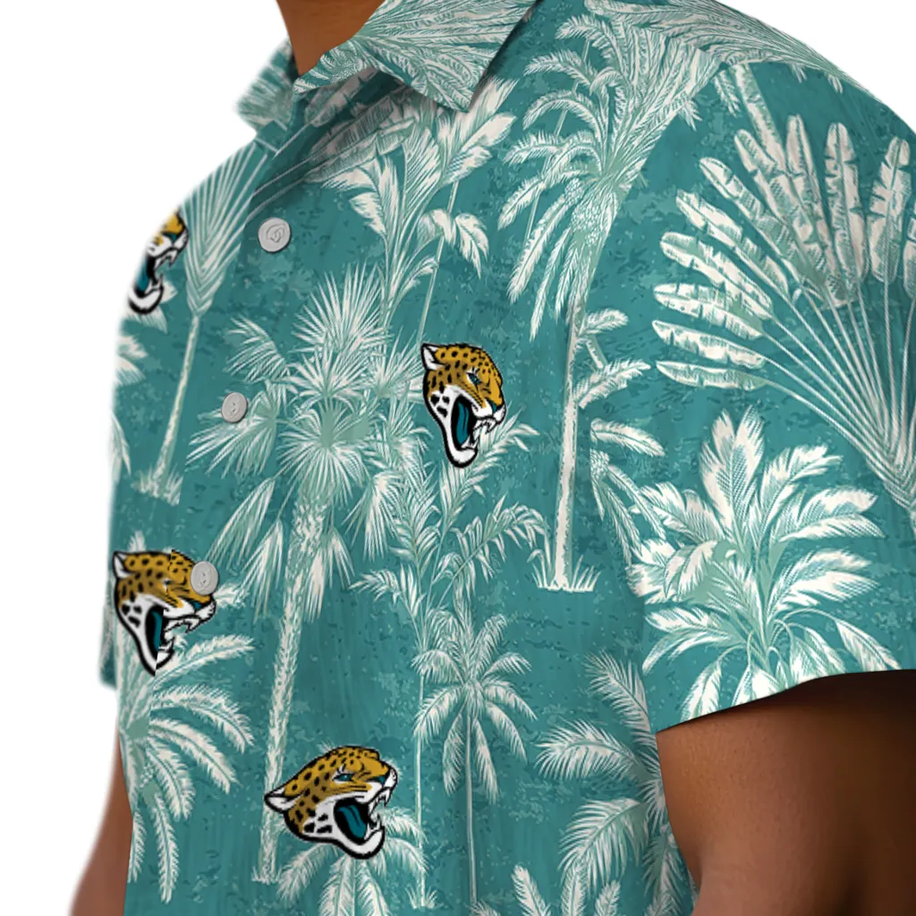 Jacksonville Jaguars Hawaiian Shirt - Vintage Palm Tree jacksonville jaguars palm shadows teal hawaiian shirts trendy
