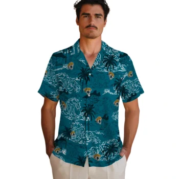jacksonville jaguars wave palm teal hawaiian shirts fashion forward