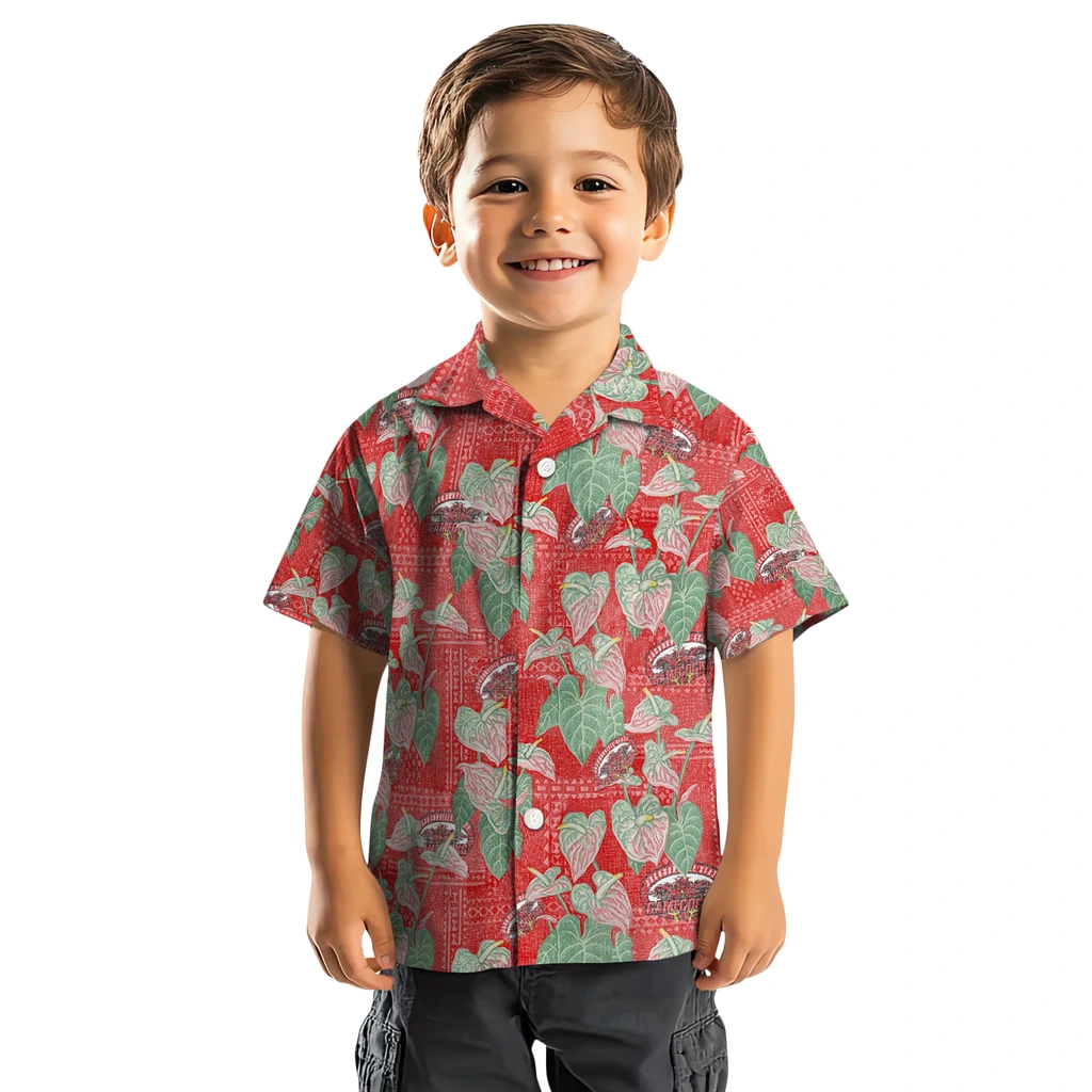 Jacksonville State Gamecocks Hawaiian Shirt - Anthurium Overlay jacksonville state gamecocks anthurium overlay red hawaiian shirts top rated