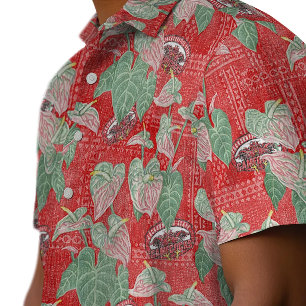 Jacksonville State Gamecocks Hawaiian Shirt - Anthurium Overlay jacksonville state gamecocks anthurium overlay red hawaiian shirts trendy