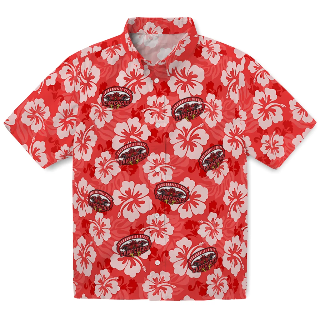 Jacksonville State Gamecocks Hawaiian Shirt - Hibiscus Cluster jacksonville state gamecocks hibiscus cluster red hawaiian shirts best selling