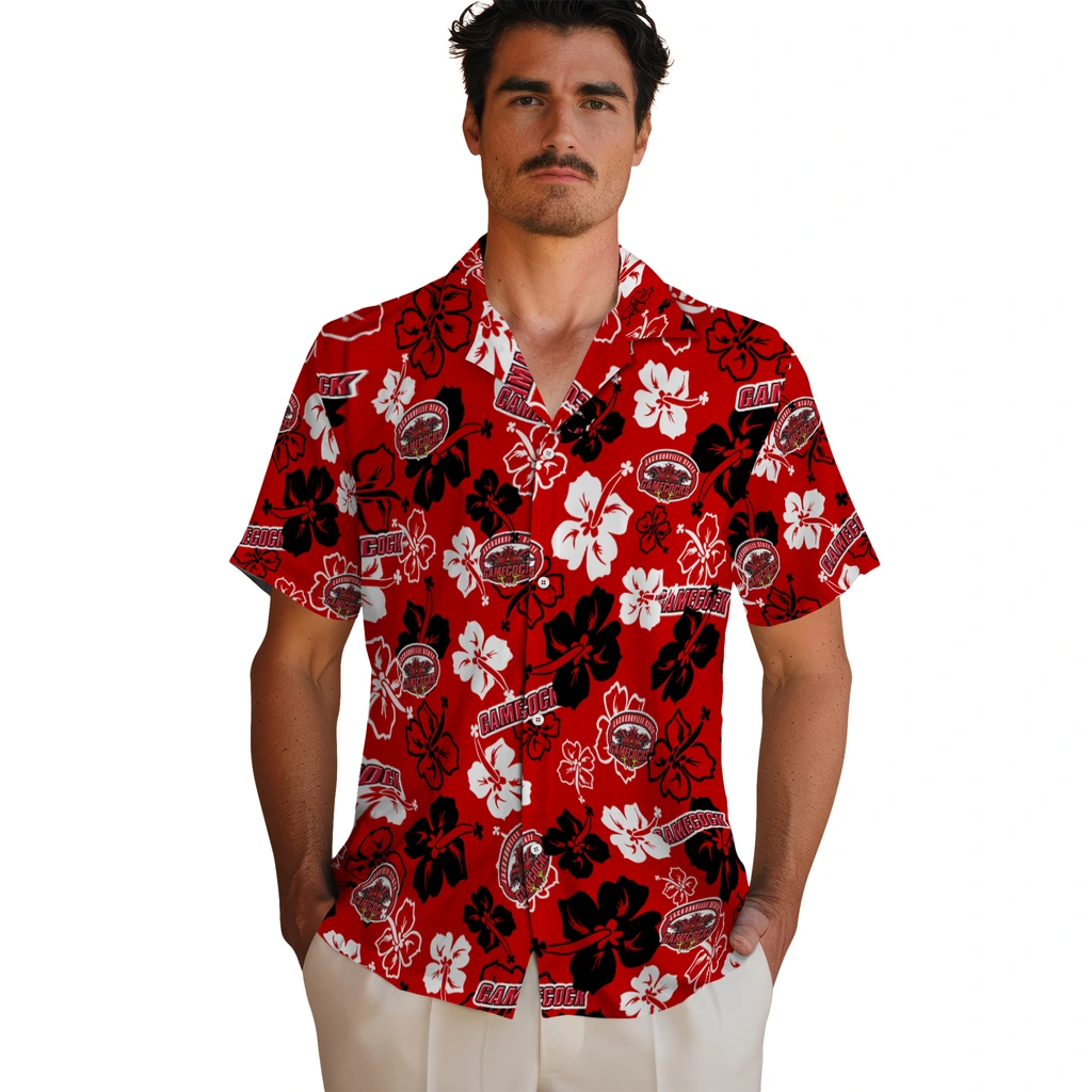 Jacksonville State Gamecocks Hawaiian Shirt - Hibiscus Flower Design jacksonville state gamecocks hibiscus bloom red hawaiian shirts fashion forward