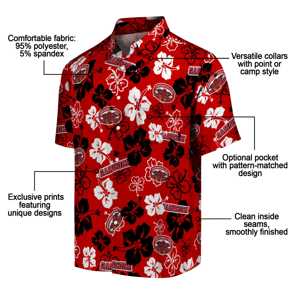 Jacksonville State Gamecocks Hawaiian Shirt - Hibiscus Flower Design jacksonville state gamecocks hibiscus bloom red hawaiian shirts new arrival
