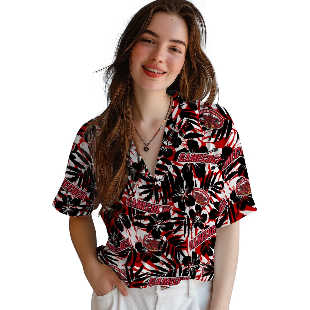Jacksonville State Gamecocks Hawaiian Shirt - Hibiscus Overlay jacksonville state gamecocks hibiscus overlay hawaiian shirts latest model