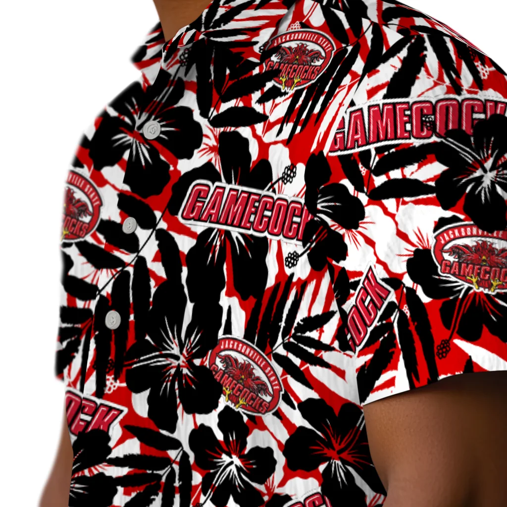 Jacksonville State Gamecocks Hawaiian Shirt - Hibiscus Overlay jacksonville state gamecocks hibiscus overlay hawaiian shirts trendy