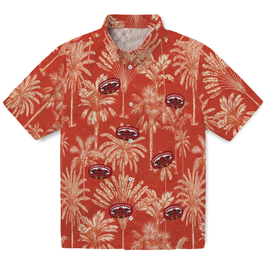 Jacksonville State Gamecocks Hawaiian Shirt - Vintage Palm Tree jacksonville state gamecocks palm shadows red hawaiian shirts best selling