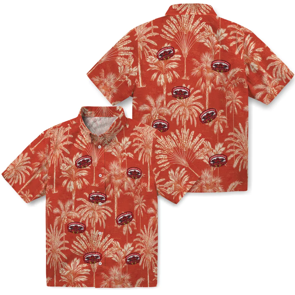 Jacksonville State Gamecocks Hawaiian Shirt - Vintage Palm Tree jacksonville state gamecocks palm shadows red hawaiian shirts high quality