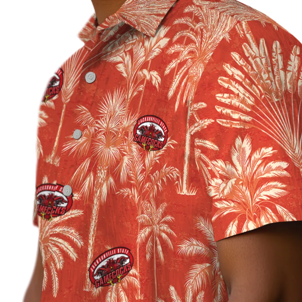 Jacksonville State Gamecocks Hawaiian Shirt - Vintage Palm Tree jacksonville state gamecocks palm shadows red hawaiian shirts trendy