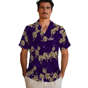 james madison dukes hibiscus petals purple hawaiian shirts fashion forward