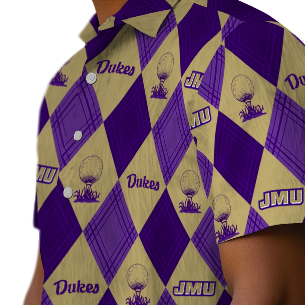 James Madison Dukes Hawaiian Shirt - Golfing Plaid james madison dukes balloon plaid purple hawaiian shirts trendy