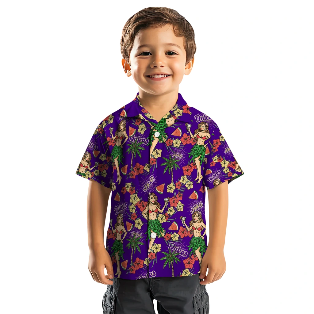James Madison Dukes Hawaiian Shirt - Hawaiian Girls Design james madison dukes hawaiian girls design purple hawaiian shirts top rated