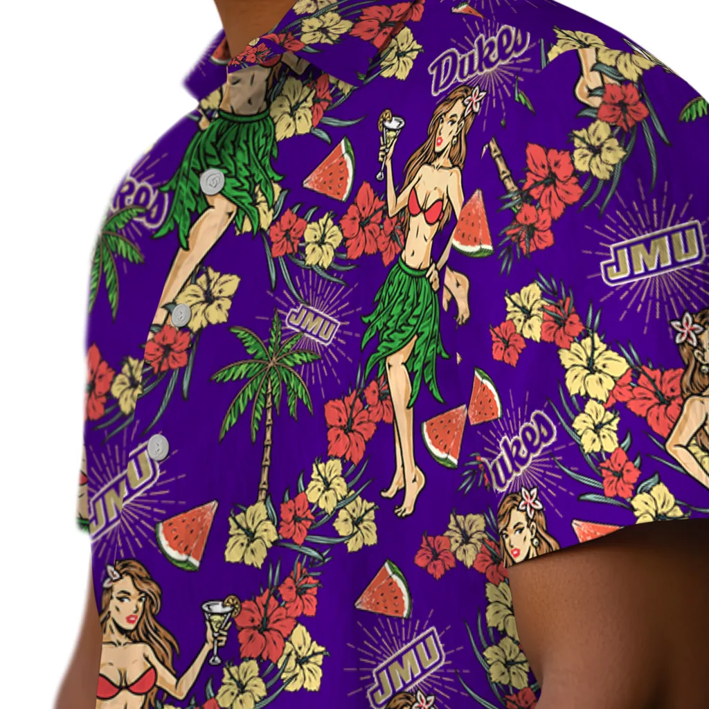 James Madison Dukes Hawaiian Shirt - Hawaiian Girls Design james madison dukes hawaiian girls design purple hawaiian shirts trendy