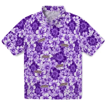 james madison dukes hibiscus blooms purple hawaiian shirts best selling