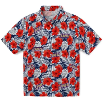 james madison dukes hibiscus fiesta red royal blue hawaiian shirts best selling