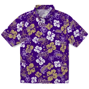 james madison dukes hibiscus bloom purple hawaiian shirts best selling