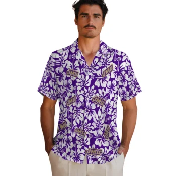 james madison dukes hibiscus motif purple white hawaiian shirts fashion forward