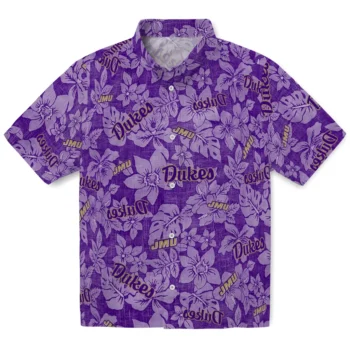 james madison dukes hibiscus oasis purple hawaiian shirts best selling
