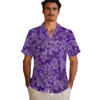 james madison dukes hibiscus oasis purple hawaiian shirts fashion forward
